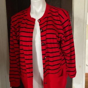 Red cardigan